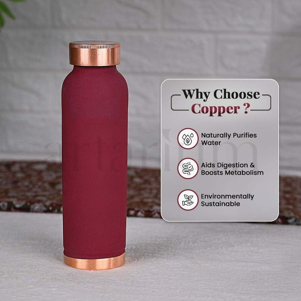 1 Litre Copper Water Bottle Leak Proof BPA Free Water Bottle Office Bottle Boosts Immunity