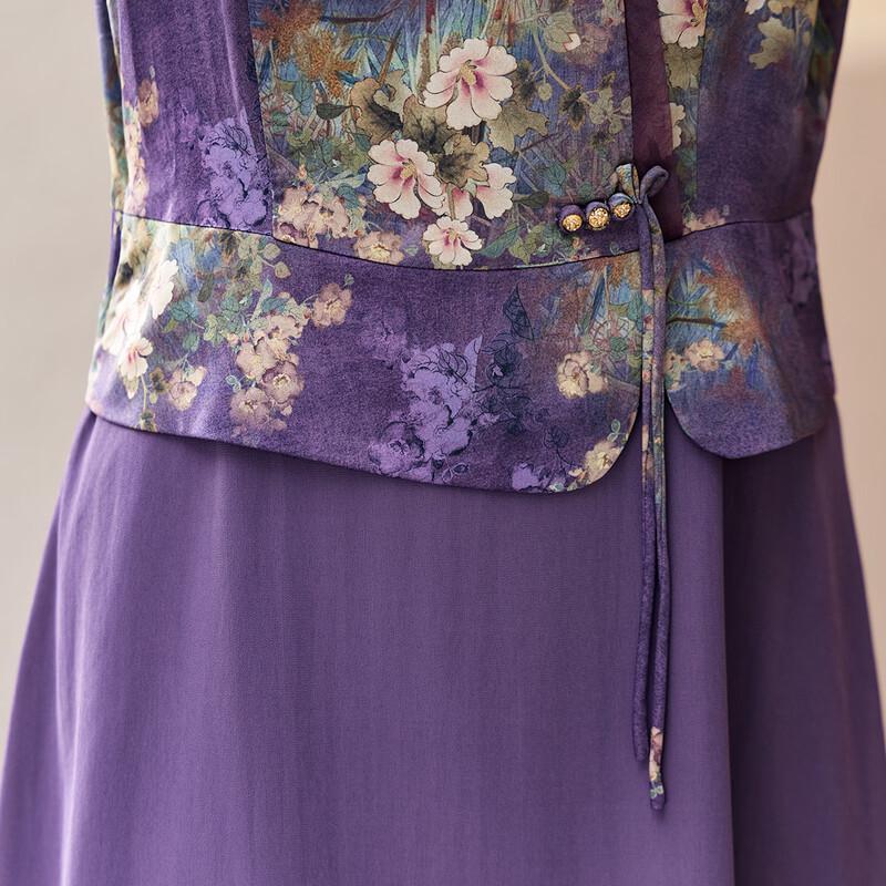 Women's New Chinese Style Printed Chiffon Midi Dress