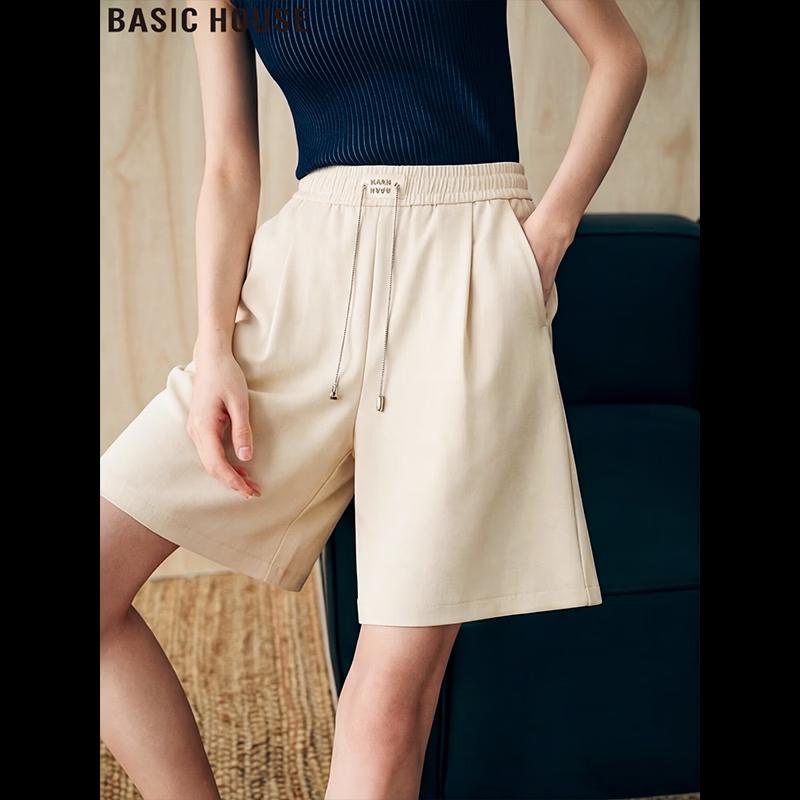 Basic House Women s High-Waisted Wide-Leg Shorts M