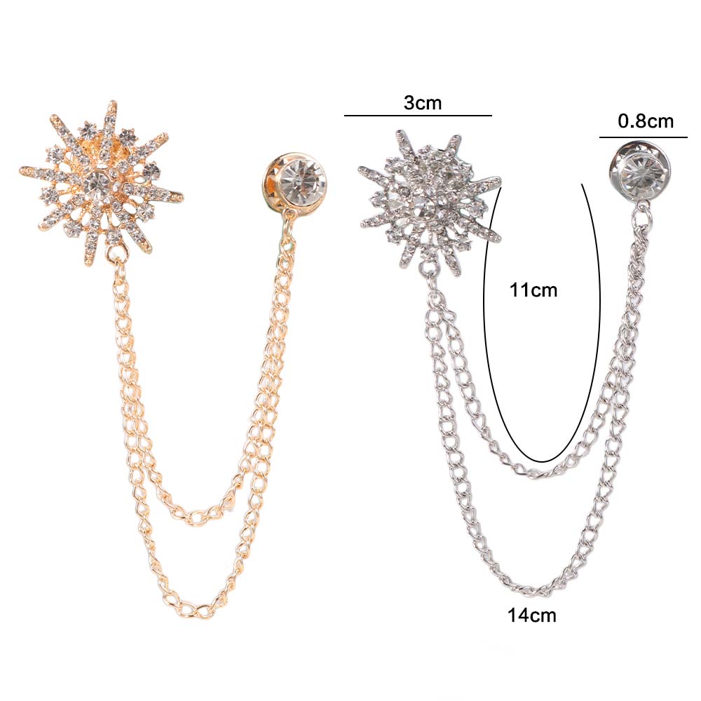 Zinc Zinc Alloy Men Brooch Tassel Chain Suit Lapel Pin Personality Star Tassel Brooch  Collar Decoration