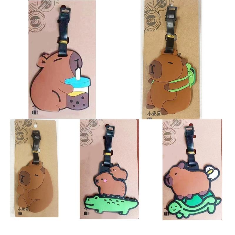 Cute Capybara Charm for Bags Soft PVC Japanese Style Animal Luggage Label Accessory Suitcase Identifier for Women Men