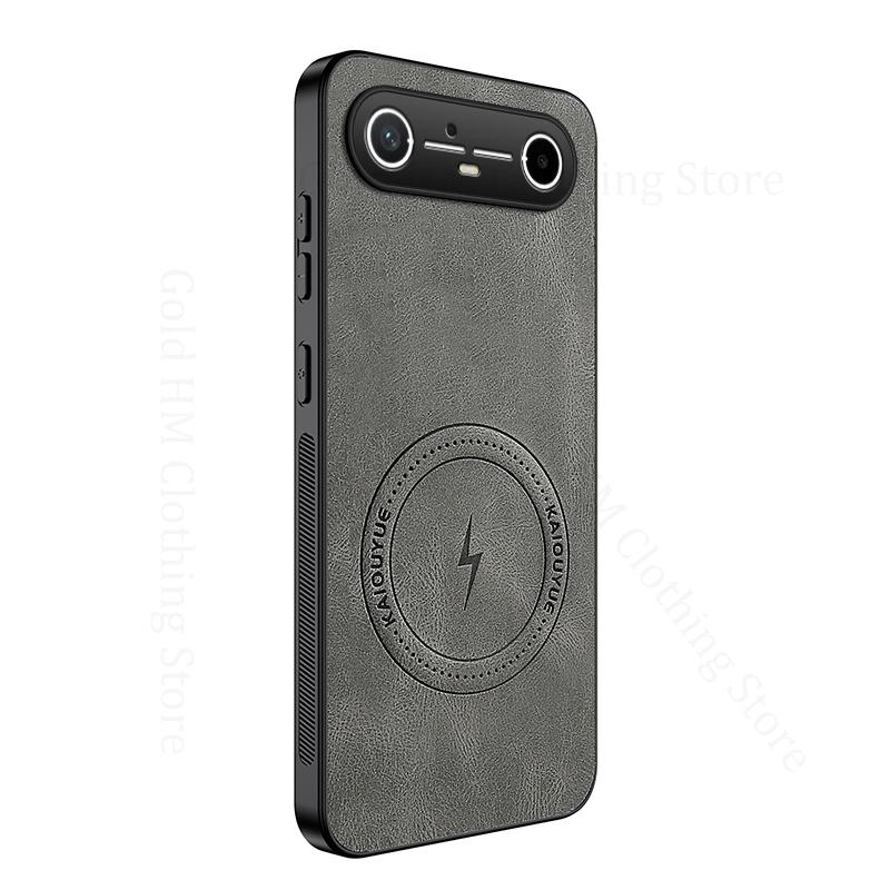 For Magsafe Magnetic Wireless Charging Case For Tecno Spark Go Slim 5G PU Leather Shockproof Cover For TECNO Camon 40 30 Pro 5G