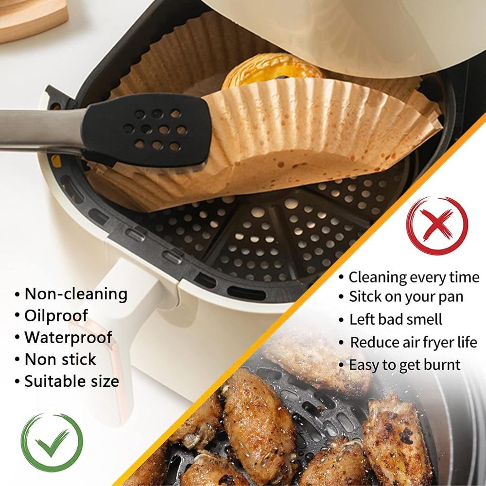 Heißluftfritteuse Backpapier 50/100 Stück für Grillplatte Quadratisch Rechteckig Rund Ofenpfanne Unterlage Antihaft-Matte Ölbeständige Einlage Küchenwerkzeug
