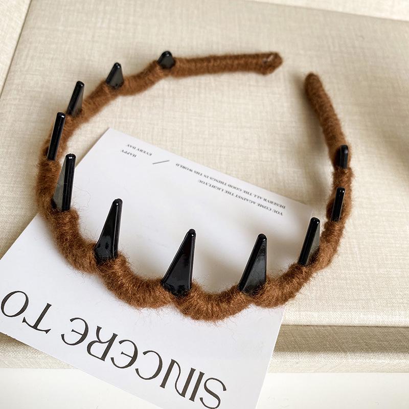 No-Slip Toothed Wave Headband - New Style, Solid Color, Wool Wrapped, Hair Comb Design