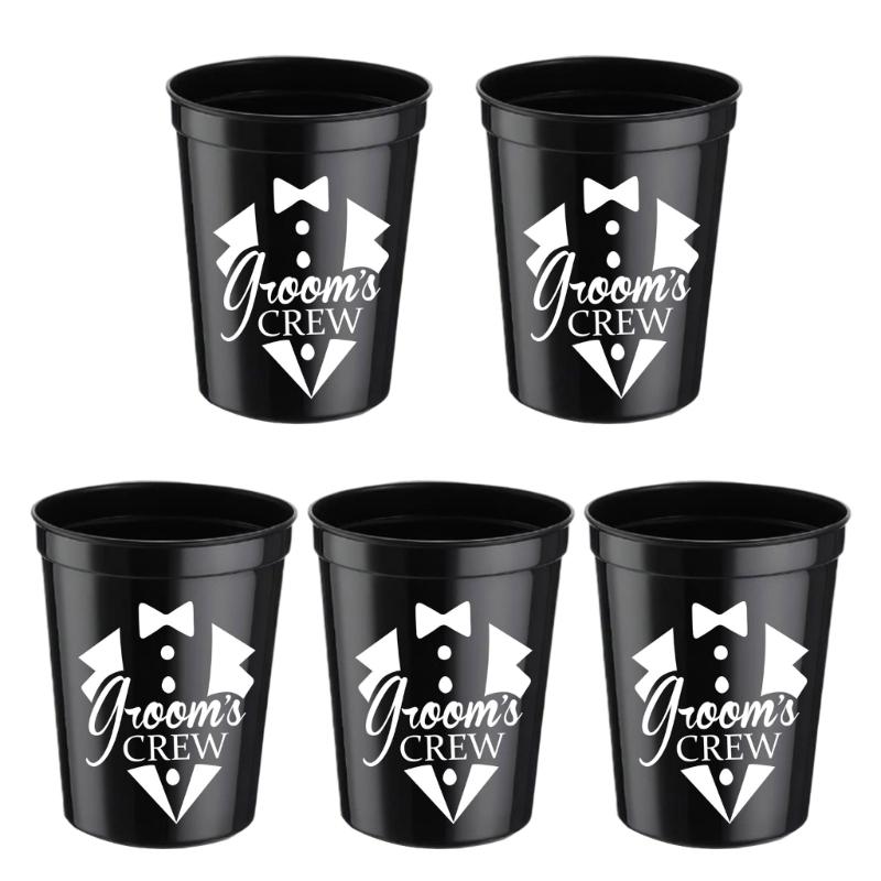 Reusable Grooms To Be Plastic Cups Tumblers Large Capacity Drinking Cups Set for Wedding Reception Decoration 5Pcs