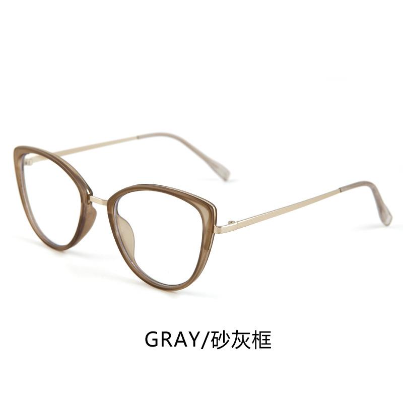 Trendy cat-eye photochromic anti-blue light glasses for women with round faces, making them look slimmer without makeup; also available as plain
