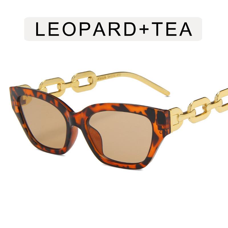 

New Small Frame Cat Eye Sunglasses Women Fashion Luxury Retro Punk Sun Glasses Female Vintage Hip Hop Chain Design Oculos De Sol only 1pcs sunglasses