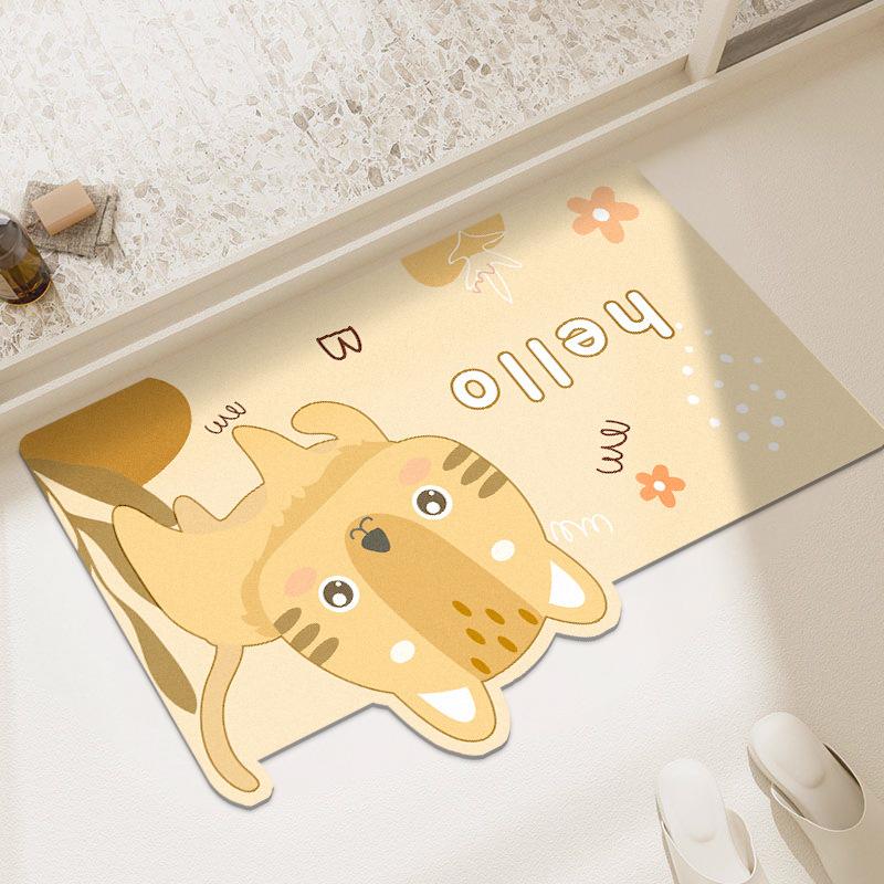 Household Cartoon Bathroom Absorbent Non-slip Foot Mat Series Diatom Mud Can Be Cut Household Bathroom Door Mat