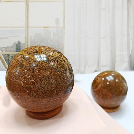 Polished Reiki Healing Stone Sphere, Natural Crystal Spheres Mariam Jasper with Stand,