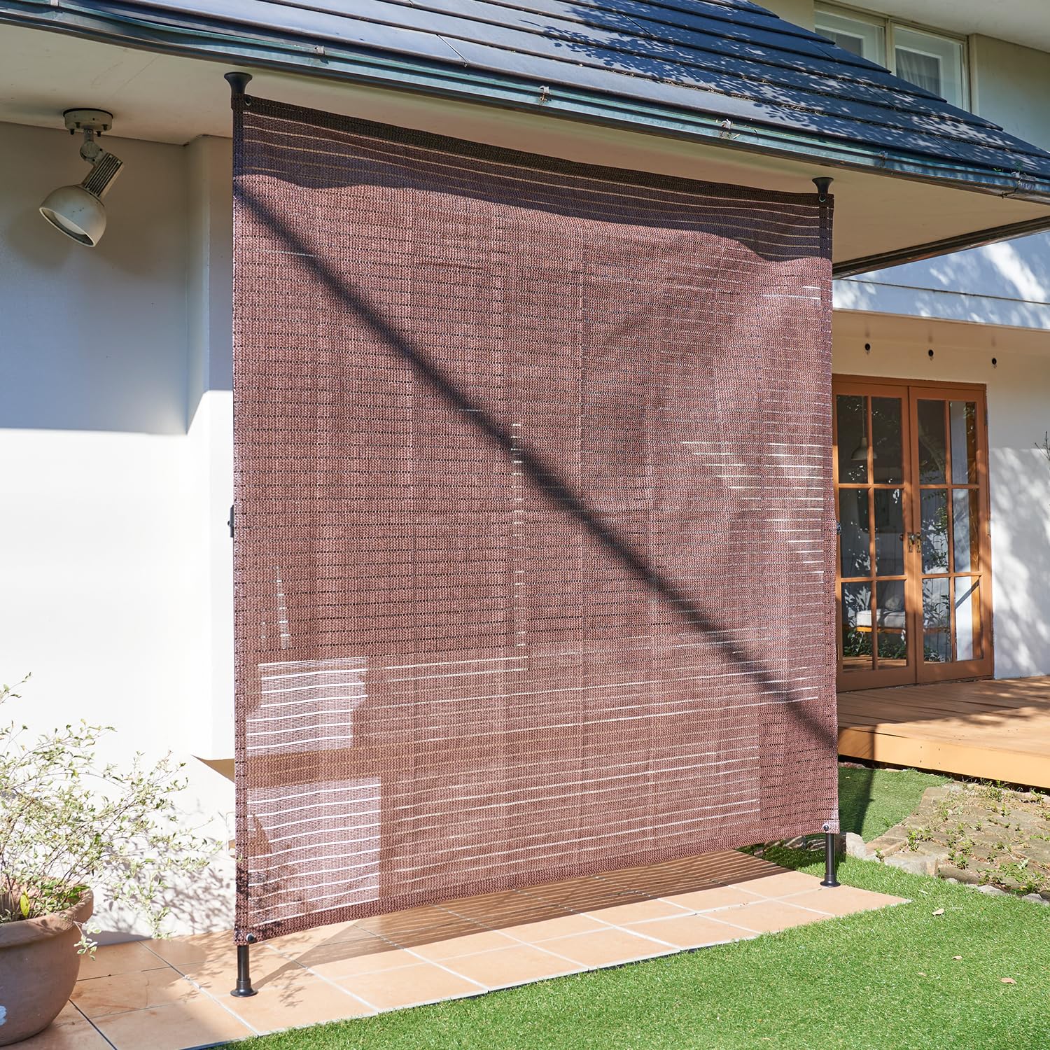 

YAMAZEN Privacy 2 x 2 Shading UV Brown Tension-Mounted Sunshade, Sunshade, Outdoor, m, Rate Approx. 76%, Protection Approx. 85%, Washable,