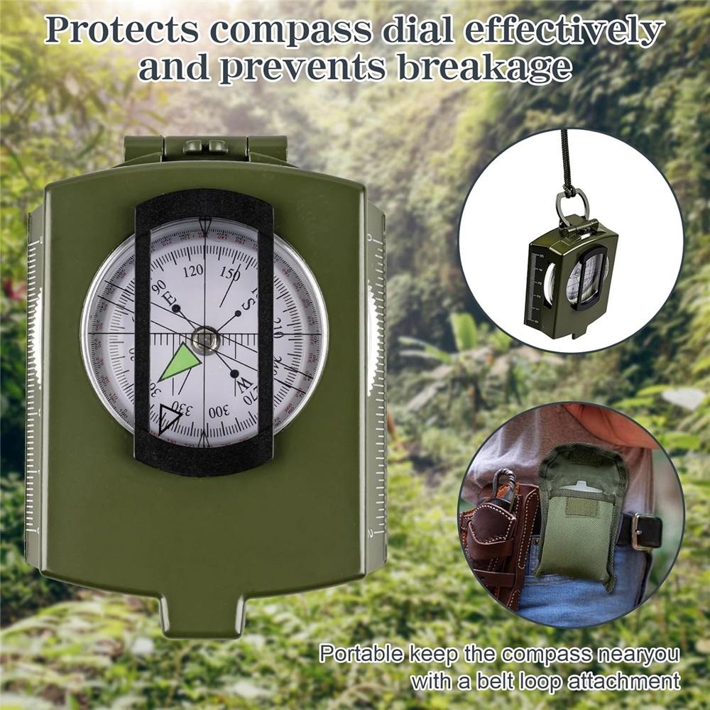 Compass Hiking Compass - Navigation, Pocket, Waterproof, Shockproof, Military - Hiking, Climbing, Biking, Exploring, Geology, Outdoor Activities