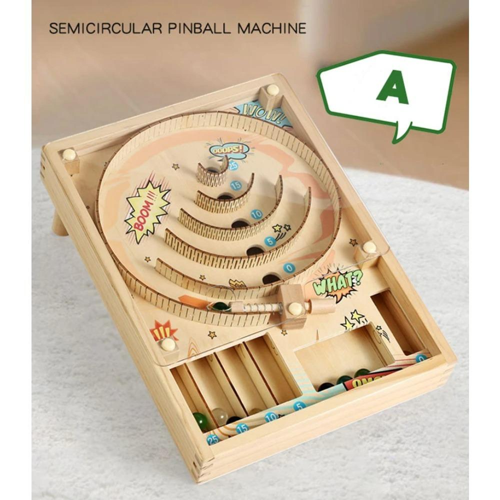 Wooden Pinball Machine Board Games Flipper Automat Mini Pinball Brain Teaser Pinball Table Game Party Social Adult Kids Toy Gift