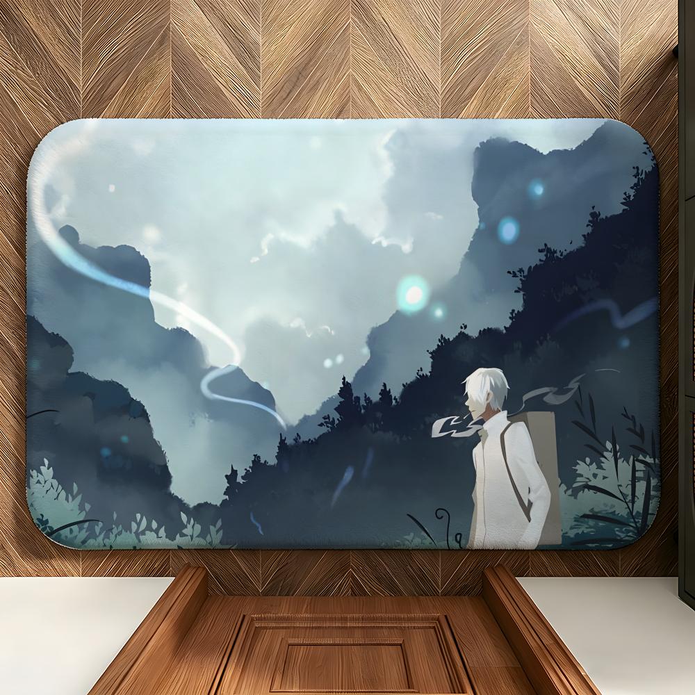 Anime M-Mushishi Floor Mat Soft Flannel Floor Mat Suitable for Entryways, Living Rooms, Bedrooms, and Bathrooms
