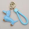 Adorable Sausage Dog Car Keychain PU Leather Cartoon Pendant Unique Puppy Lover Gift