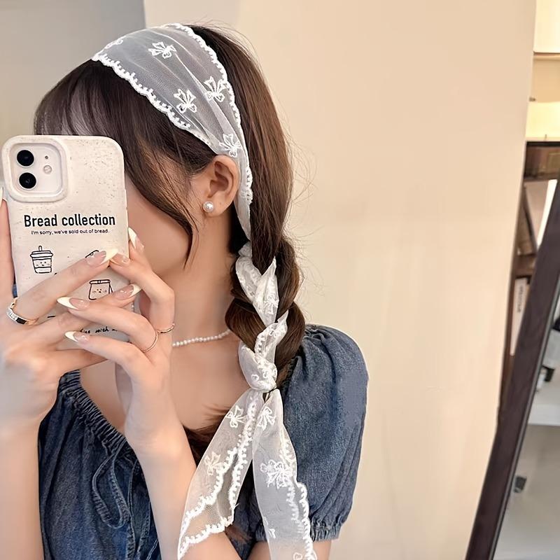 Sweet Sen Style White Lace Long Hair with Butterfly Tie Hair Rope Vigorous Girl Braid Versatile Hair Braiding Magic Weapon
