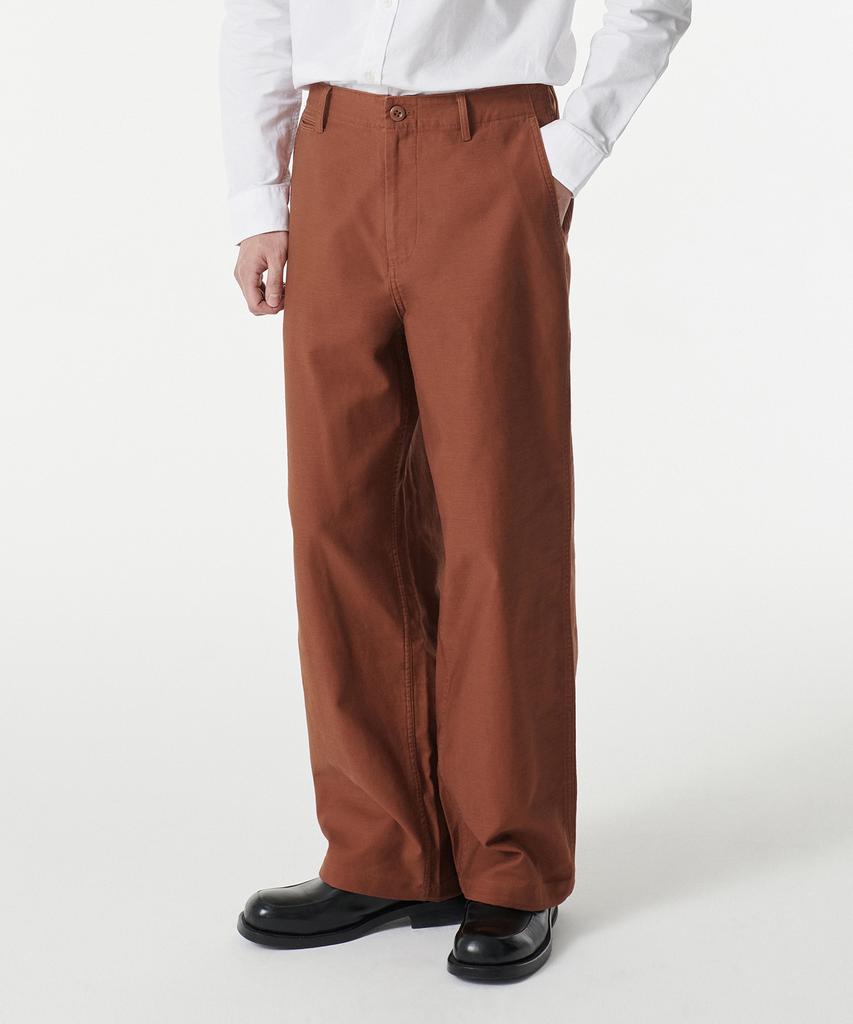 MUSINSA STANDARD Back Satin Wide Officer Pants [Brick Red]
