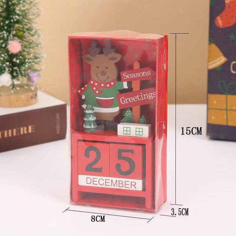 

Christmas Creative Wooden Calendar Ornaments Santa Table Decoration Toy Supplies