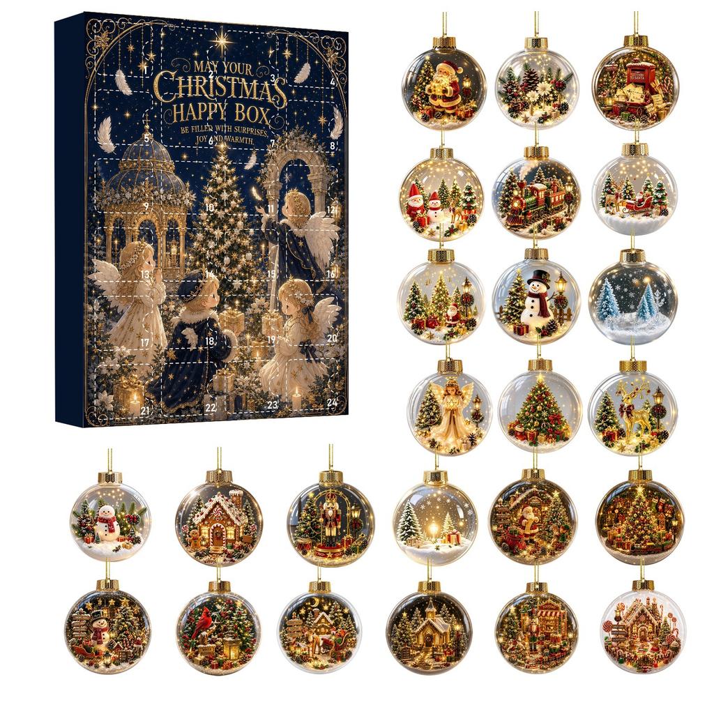 2026 Christmas Countdown Calenda, 24 Acrylic Snow Globe Christmas Tree Ornaments,Holiday Gift for Christmas