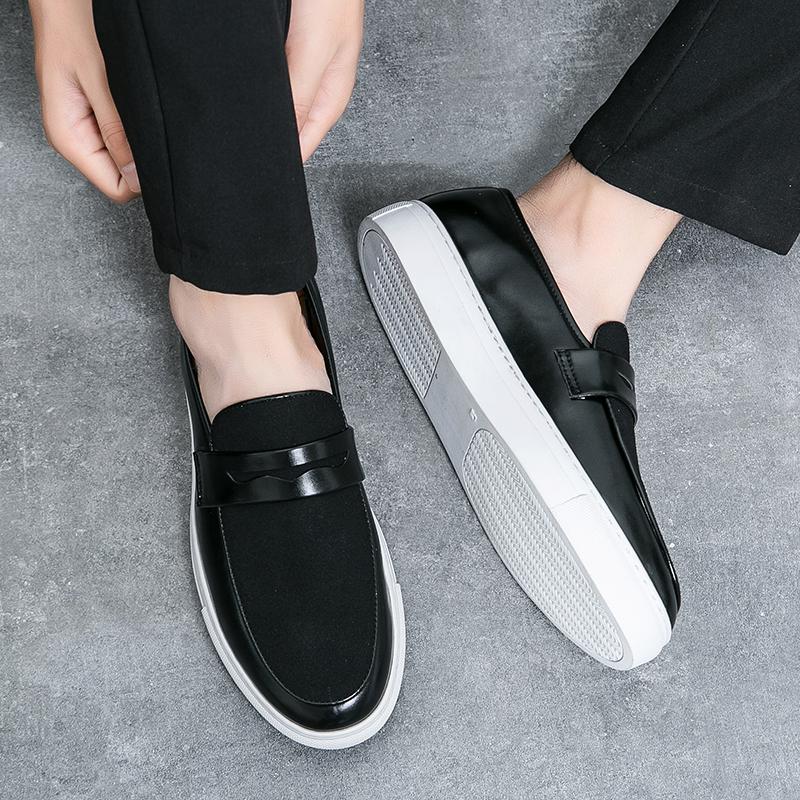 Fashion White Sole Men Casual Shoes Outdoor Brand Quality Leather Designer Shoes Versatile Men Loafers Soft Comfy Business Shoes