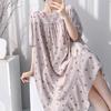 Retro polka dot cotton and silk nightdress women's summer loose large size literary and artistic fan medium and long loungewear can be worn outside 