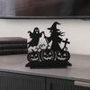 DYS Witch Wooden Table Centerpiece, Spooky Castle Black Cat Standing Tabletop Ornament for Halloween Party, Desk Tiered Tray Decor