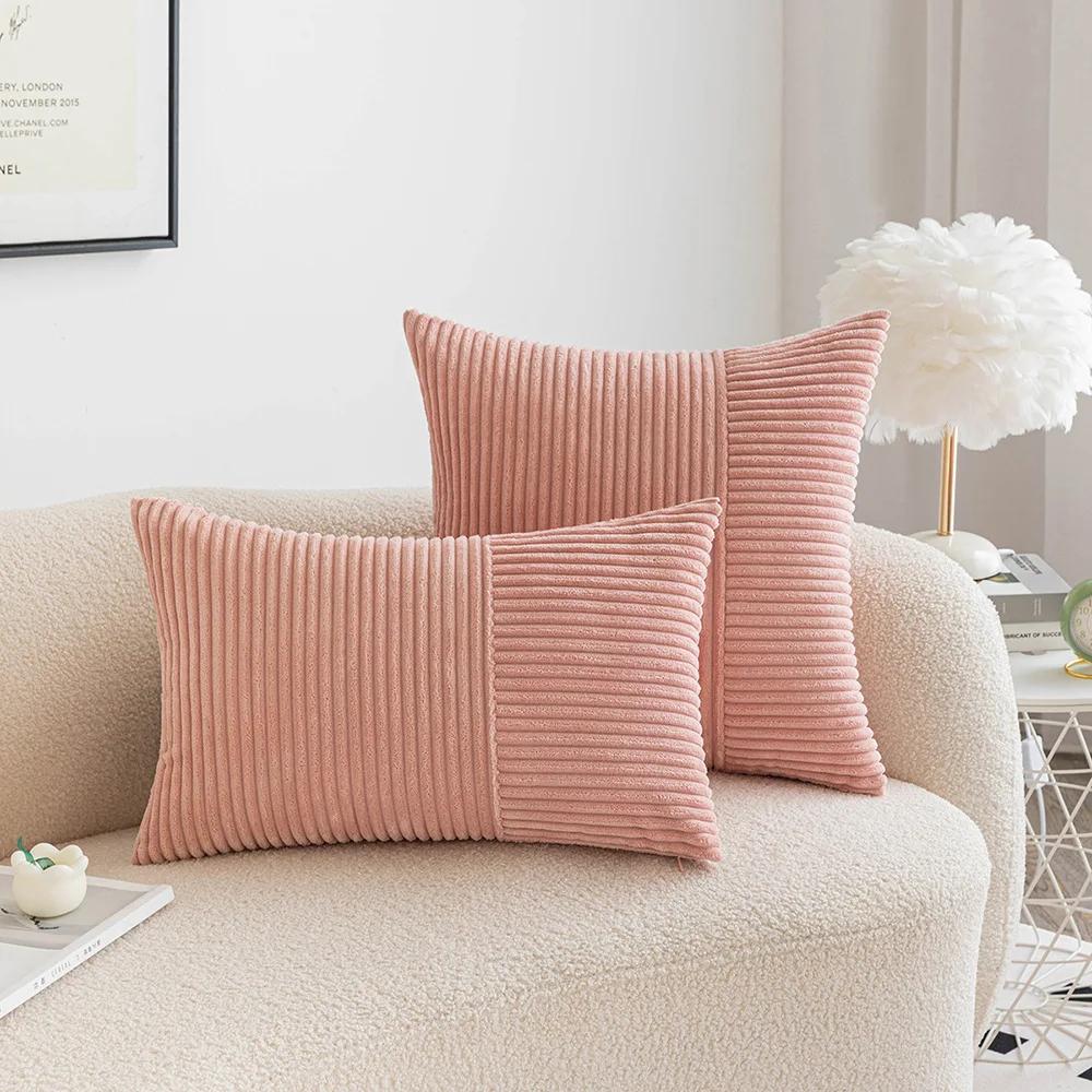 Striped Corduroy Cushion Cover Decorative Pillows for Sofa Living Room Patchwork Throw Pillow Cover Modern Simple Waist Cover