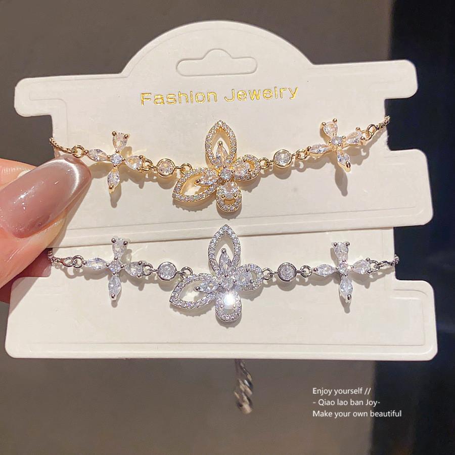 Butterfly Zirconia Bracelet For Women With Elegant Copper Design Perfect For Gift Giving