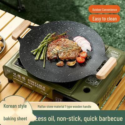 Maifan Stone Korean BBQ & Teppanyaki Grill Pan for Outdoor Use