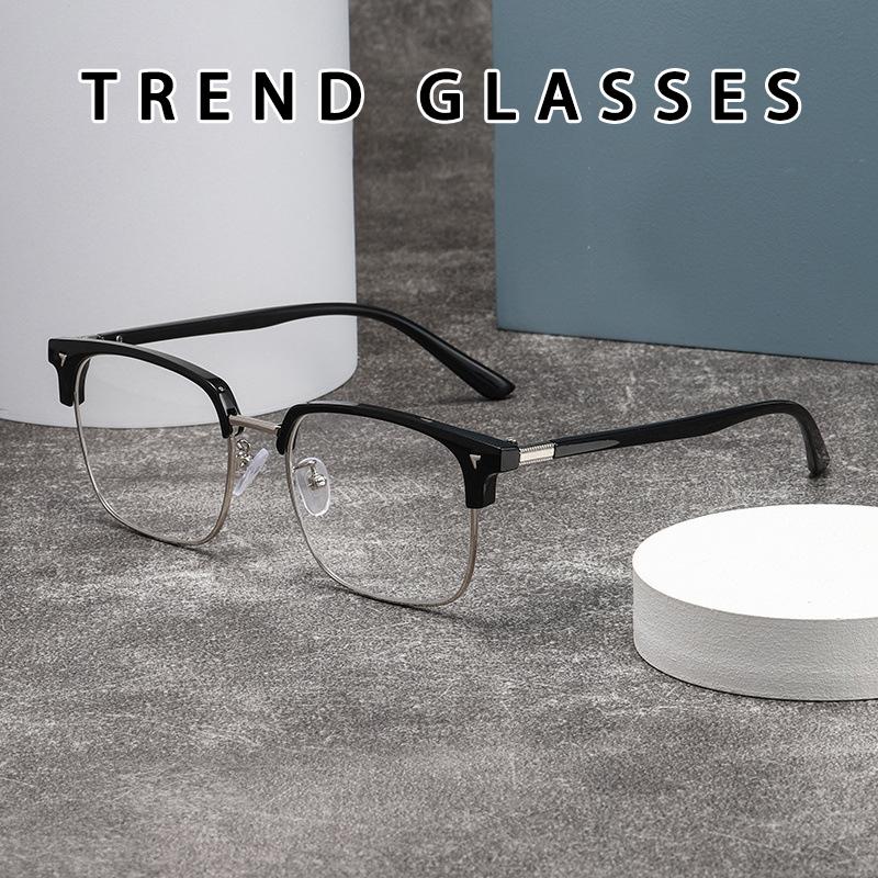 Photo-sensitive Color-changing Half-frame Anti-blue Light Nearsighted Glasses 828