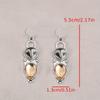 Vintage Owl Design Synthetic Gems Inlaid Dangle Earrings Bohemian Party Style Alloy Jewelry Creative Female KTJ