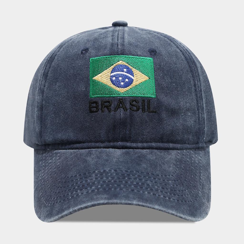 

Brazil Flag Embroidered Vintage Baseball Cap With Sun Protection For Casual Wear