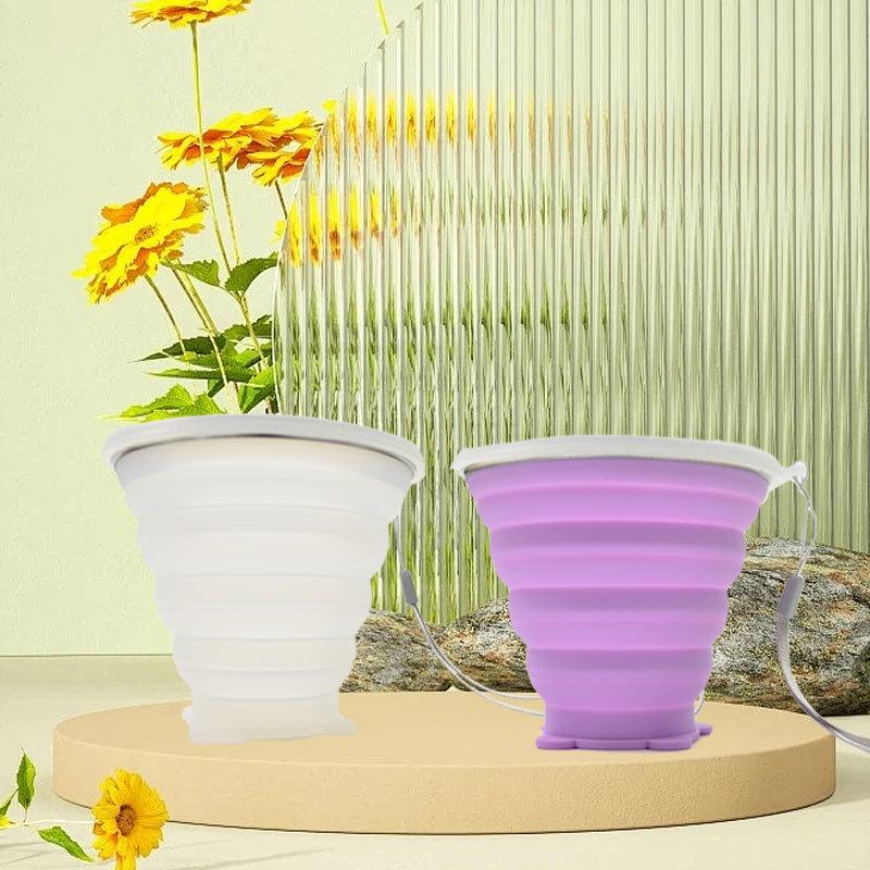 Přenosný, Skládací silikonový kelímek odolný vůči vysokým teplotám s nerezovou ocelí potravinářské kvality pro cestování v přírodě