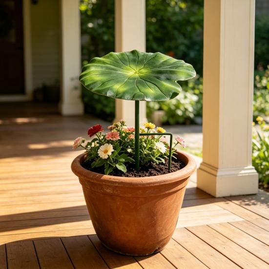 Copertura Ombreggiante per Piante da Taglio a Terra a Foglia di Loto, Protezione Solare in Metallo con Vernice Antiruggine Impermeabile, Ombrello da Giardino per Fiori in Vaso Piantine,