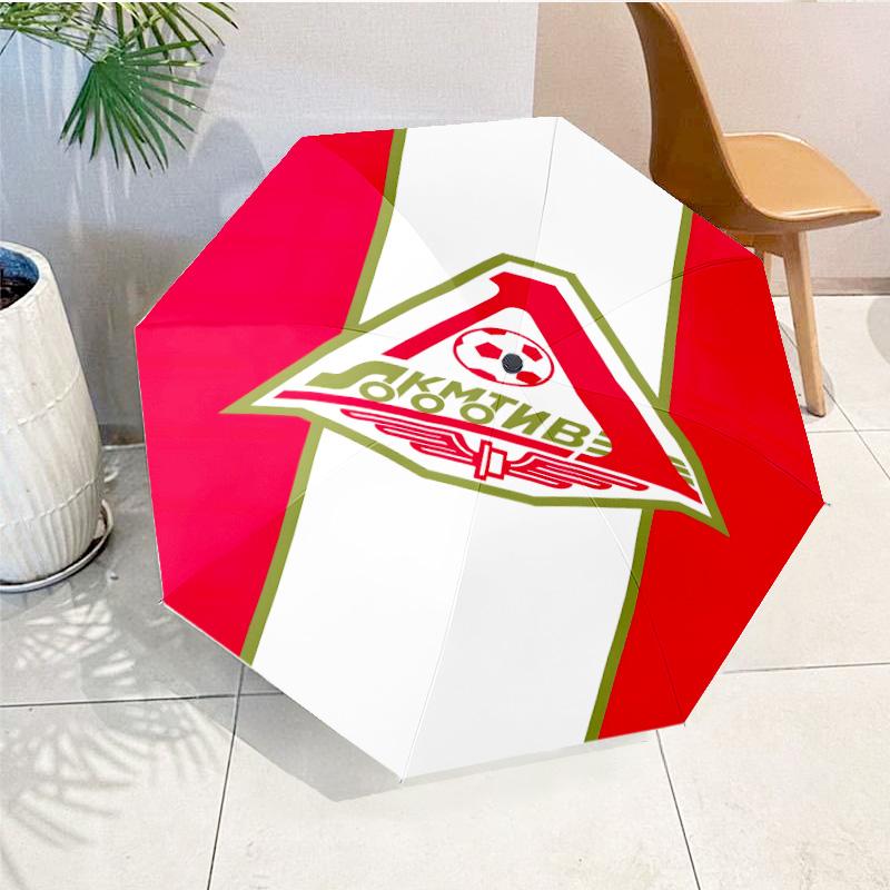 Green And Red Soccer Emblem Printed Automatic Umbrella, 8-Frame for Travel, camping, Casual Umbrella, Essential Gift for for family and friends