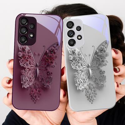 Летающие бабочки Для Samsung Galaxy Note 8 9 S10 Plus S20 S21 FE S23 Ultra A70 72 73 50 51 52 53 Закаленное стекло Чехол для телефона