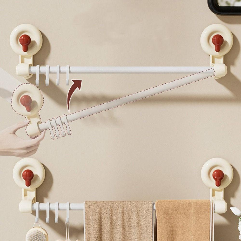Plastic Suction Cup Towel Rack Punch Free Bath Towel Hanger Durable Single Rod Towel Rack Toilet