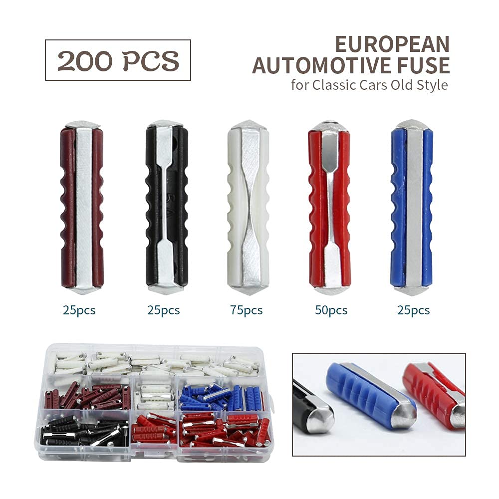 Car Fuses Torpedo Type An For Classic Cars Old Style 5A 8A 16A 25A 40A (200Pcs)