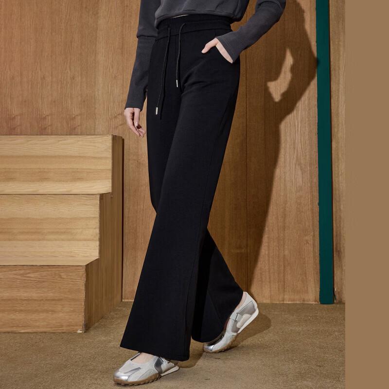COOLHUT Women's Elegant Drawstring Seam-Detail Flare Casual Pants