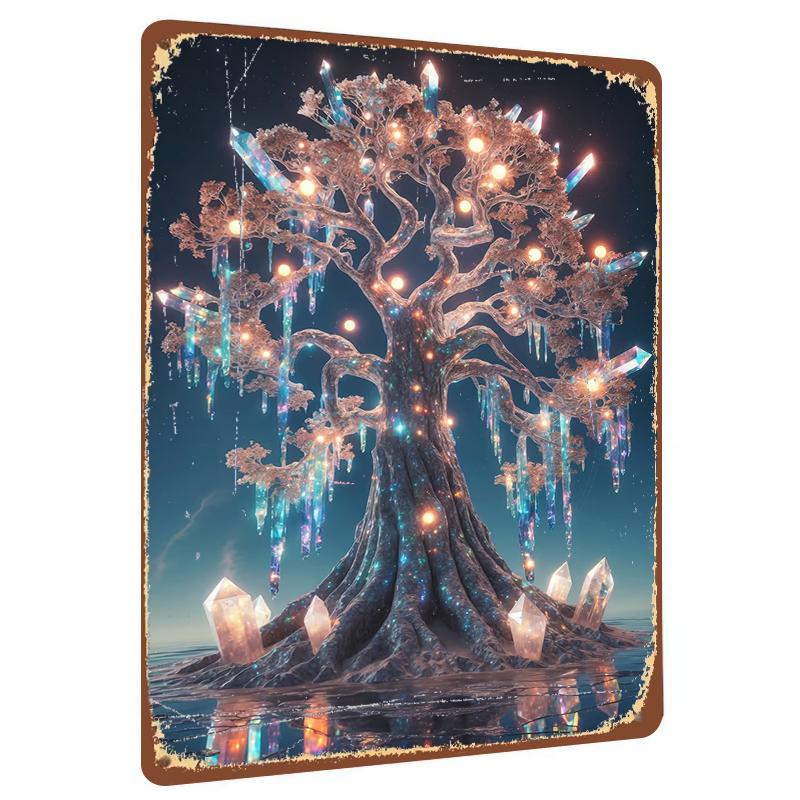 

Dream Glowing Crystal Tree Metal Iron Painting Home Wall Decor Modern Living Room Art Hanging 20x30cm（7.8x11.8inch）