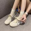 Leather Silk Soft Sole Inner Height Increase Moral Training Shoes Women's 2025 New Leisure Sports Board Shoes Color Matching Forrest Gump Shoes