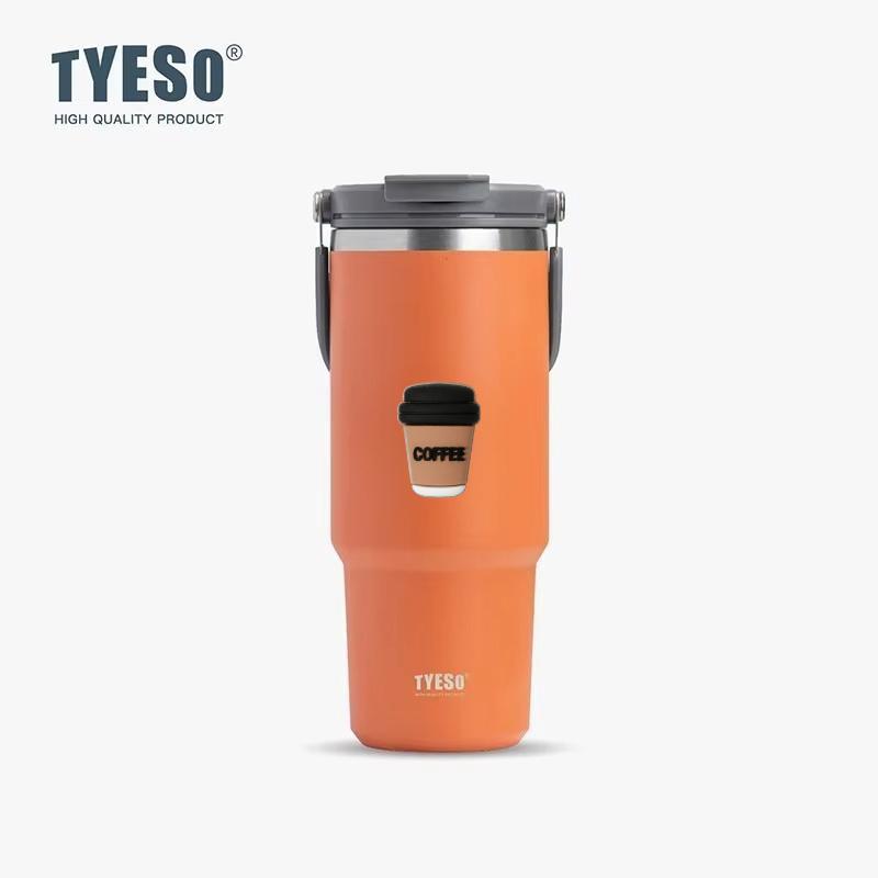 Tyeso 1200ML Vacuum Flasks Stainless Steel Coffee Cup Cold Hot Double-layer Insulated Big Capacity Cold Water Cup with Coffee Sticker