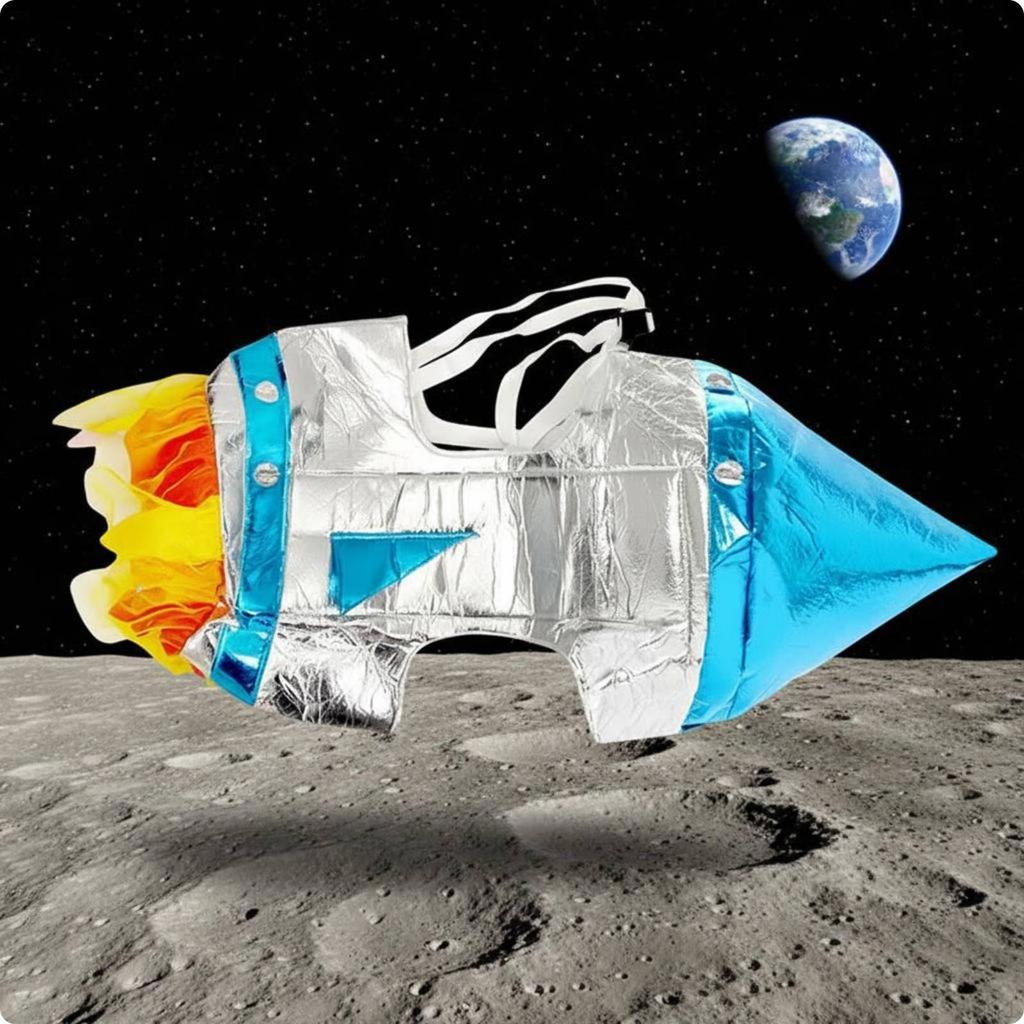 Kids Astronaut Costume Shiny Look Ribbon Streamers Prop Sm Rocket Horizontal