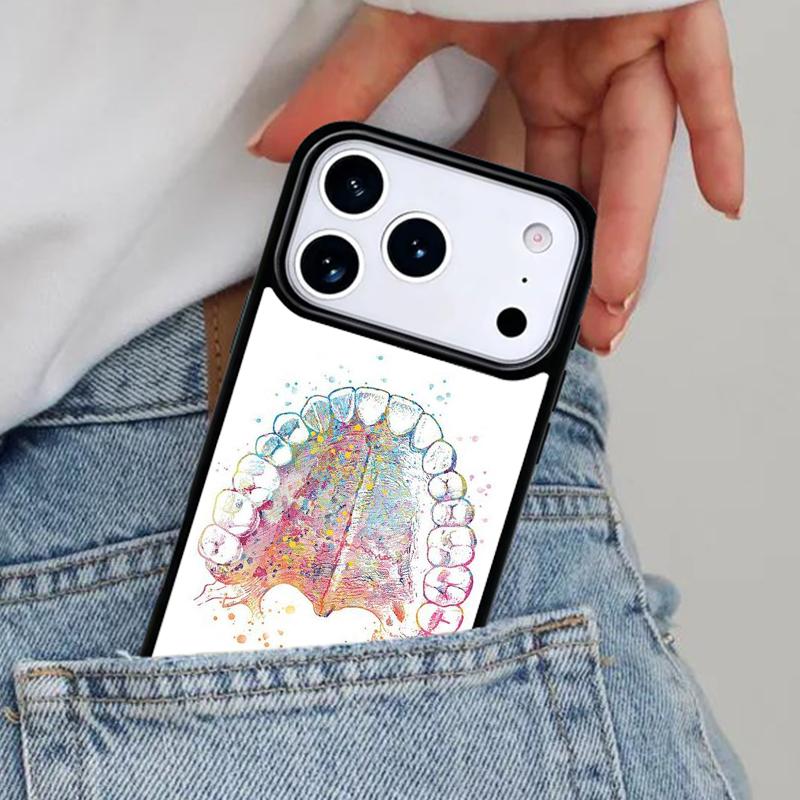 Dentist Tooth Pattern Print Phone Case for iPhone 16e 15 14 13 12 17 Pro Max Plus Air 17pro Cover Coque