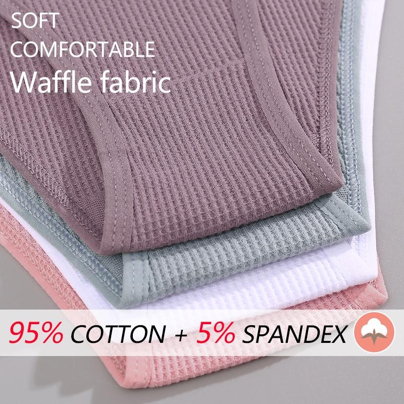 FINETOO 3Pcs/set Women's Cotton Panties Low-Rise Female Comfortable Underwear Waffle Briefs Letter Belt Underpants Lingerie New