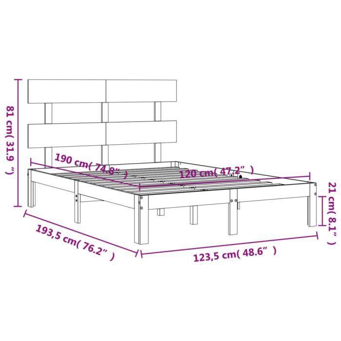 VidaXL Bed Frame with Headboard White Small Double Solid Wood 3193502