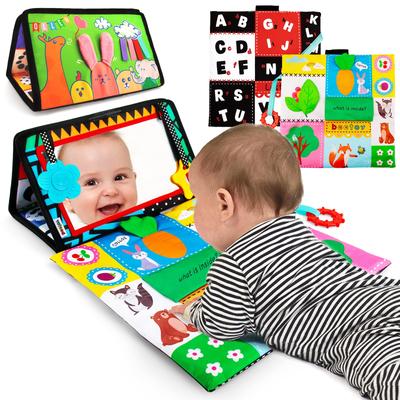Beetoy Tummy Time Baby-Spiegelspielzeug, Schwarz-Weiß-Kontrastmuster, 3D-Aktivitätsspiel, Knisterspielzeug, Faltbares Spielzeug, Wahrnehmungsentwicklung, Neugeborene