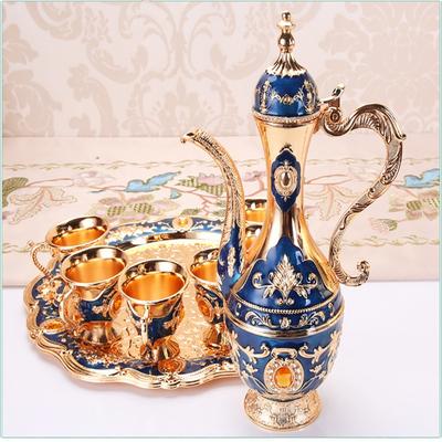 1 Set Europäischer Retro-Palast Weinset Zuhause Hochzeit Feiertagszubehör Metall Geschenk Flachmann Set Ornamente Weihnachtsgeschenk Dekanter