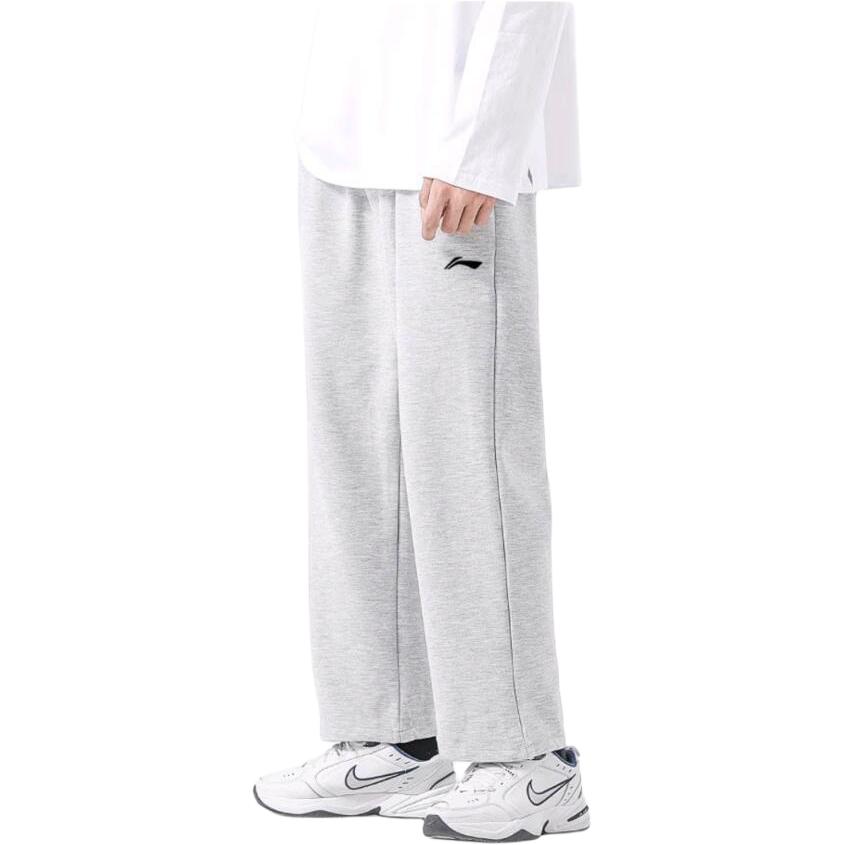 Li-Ning Breathable Loose Mid-Waist Straight Leg Casual Pants Men Bottoms Light-Gray AKLUA01-2
