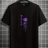 Summer Unisexs Adult American Style Rose Flower Print Cotton Breathable Shortsleeved Simple Tshirt Loose And Comfortable