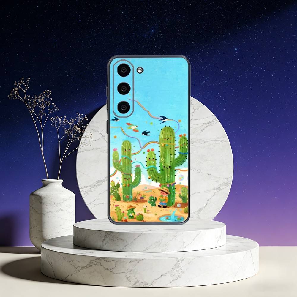 

Desert Cactus Phone Case For Samsung Galaxy A73,A72,A71,A70,A53,A52,A51,Others Soft Black Cover Samsung a32 5g